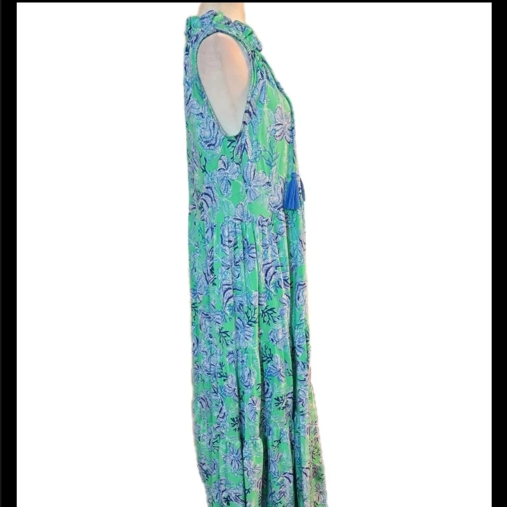 Lilly Pulitzer Green & Blue Tropical Print Maxi Dress - Picture 10 of 13